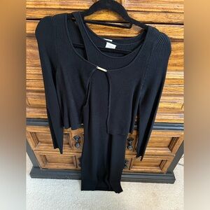 Abercrombie black dress with cardigan